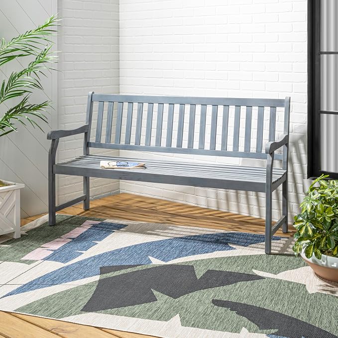 JONATHAN Y BNH101B Laurel 59.1" 3-Seat Slat-Back 600-Lbs Support Acacia Wood - Image 2