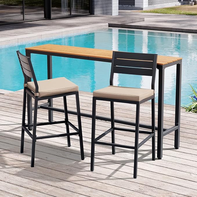 Crestlive Products Outdoor Bar Table and Chairs Set, 3 Piece Outside Patio Bar - Image 8