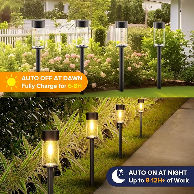 UME 2 Pack Solar Pathway Lights Outdoor, Bright Solar Garden Lights - Image 3