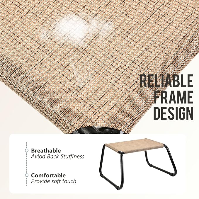 Outdoor Footstools for Patio, Backyard Patio Furniture Metal Frame Small Seat - Image 3