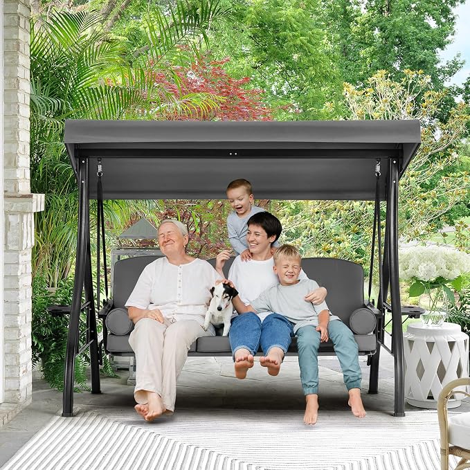 HOMREST 3 Seat Outdoor Porch Swing - Image 6