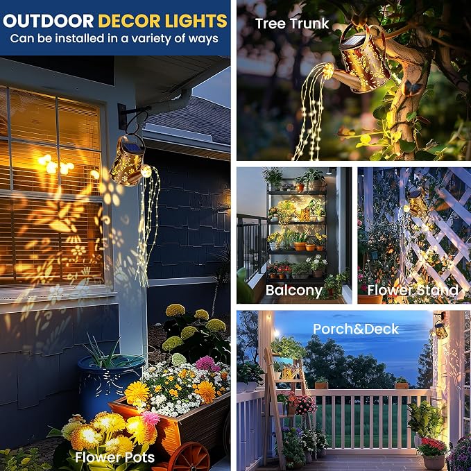 Solar Lights Outdoor Garden Decor, Solar Lanterns Watering Can Lights Gardening - Image 4