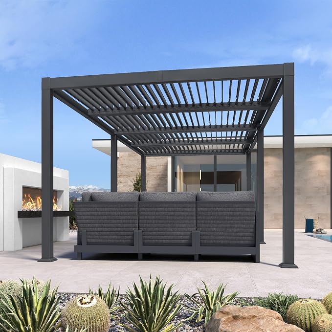 PURPLE LEAF Louvered Pergola 10' x 20' Aluminum Outdoor Pergola - Image 2