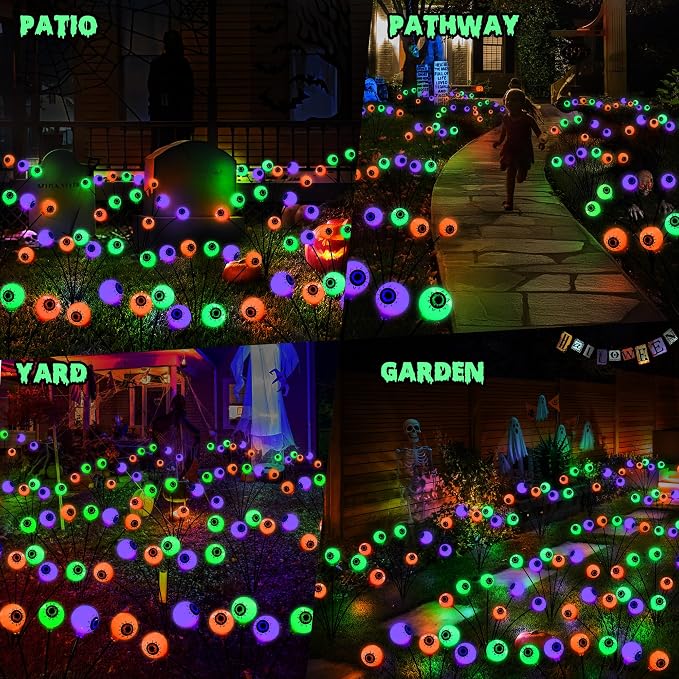 BrizLabs 6 Pack 36 LED Halloween Solar Eyeball Lights, 2 Modes Outdoor - Image 7