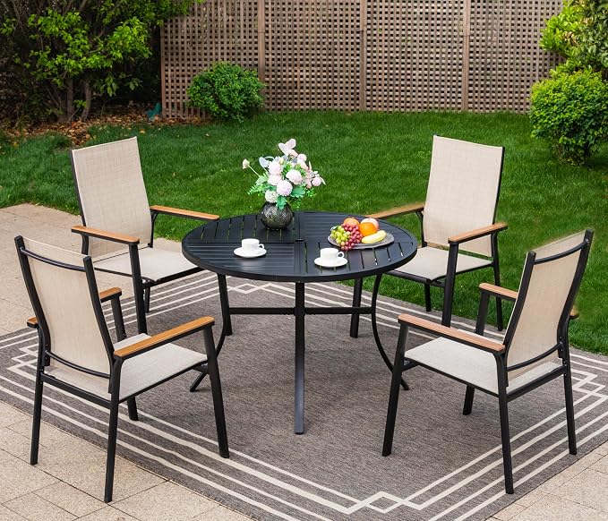 Sophia & William Patio Sets 5 Pieces, Lightweight Aluminum Dining Chairs by SophiaWilliam