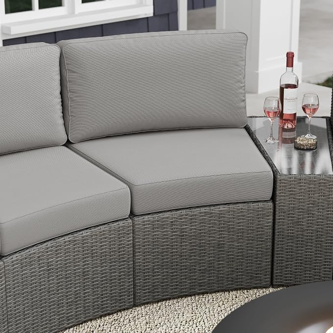 Martha Stewart Bedford Indoor-Outdoor Modular Patio Curved Sectional Sofa Seat - Image 4