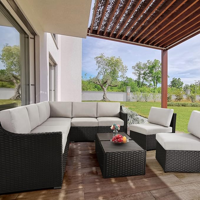 HAPPATIO 10 Piece Patio Conversation Set, All-Weather Patio Furniture Set - Image 3