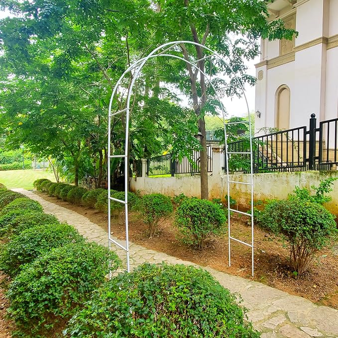 White Iron Pergola Arbor Practical, 7.9 Feet High x 4.6 Feet Wide, Assemble - Image 2