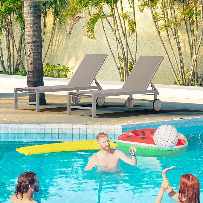 Shintenchi 2 PCS Outdoor Chaise Lounges Chair - Image 2