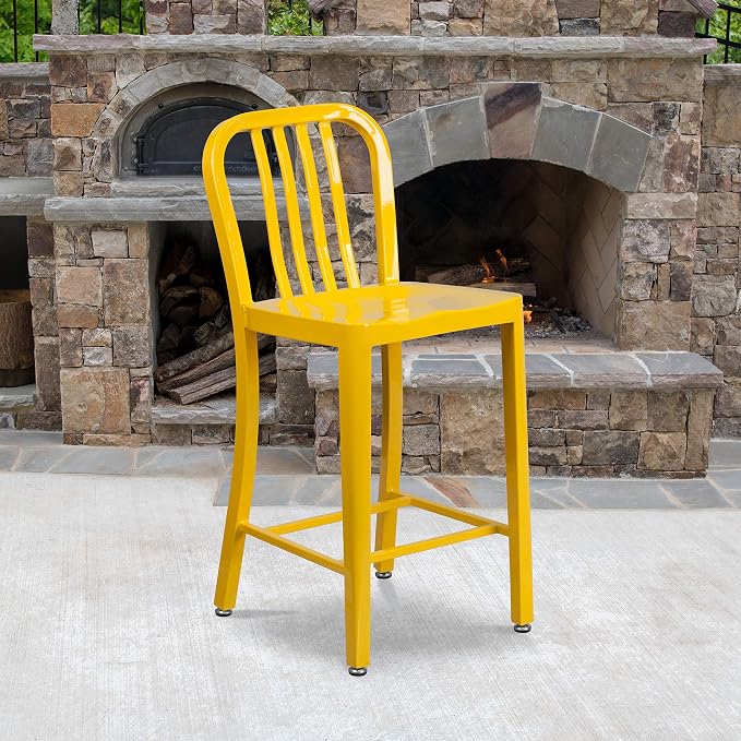 Flash Furniture Commercial Grade 24" High Yellow Metal Indoor-Outdoor Counter - Image 2
