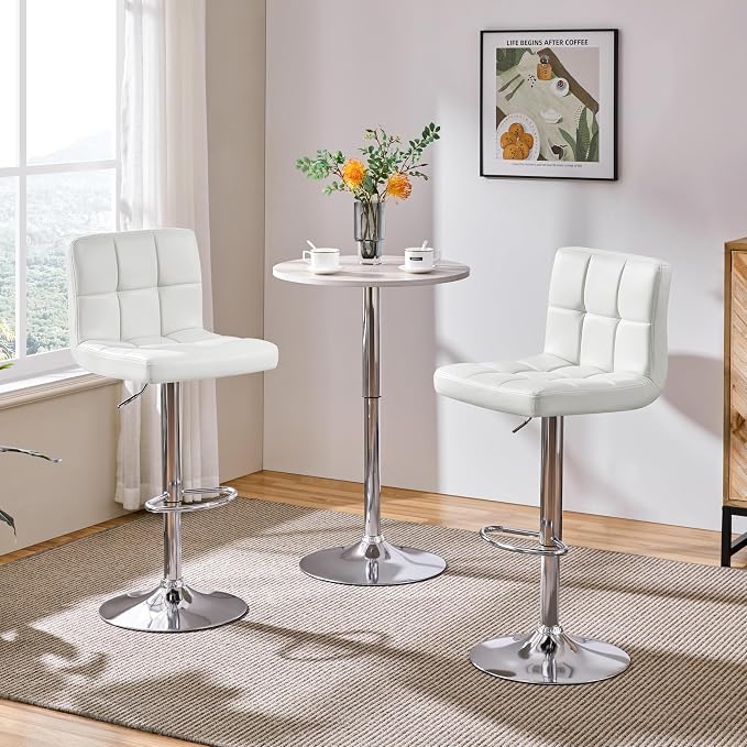 Yaheetech Bar Stools Set of 4, PU Leather Adjustable Swivel Barstools, Modern - Image 8
