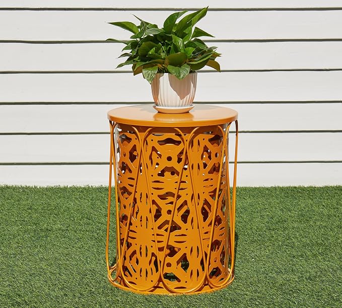 HFHOME Set of 3 Metal Outdoor Side Table, Nesting Round Coffee Table - Image 5