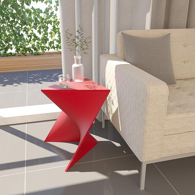 LeisureMod 15.75" Triangular Side Table, Stackable Plastic Accent End Table - Image 2