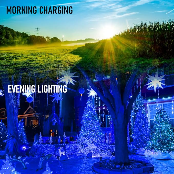 Dazzle Bright 2 Pack 400LED 132FT Blue Christmas Solar String Outdoor Lights - Image 7