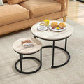 HOJINLINERO Round Coffee Table, Nesting Coffee Table Set of 2, Center Tables by HOJINLINERO
