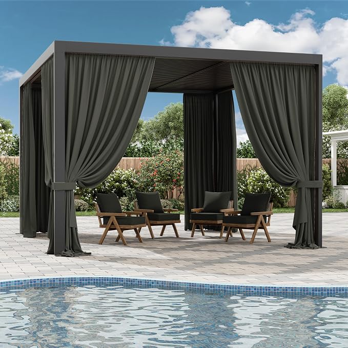 Gazebo Universal Replacement Privacy Curtain, 4-Panels Sidewall Curtains - Image 6