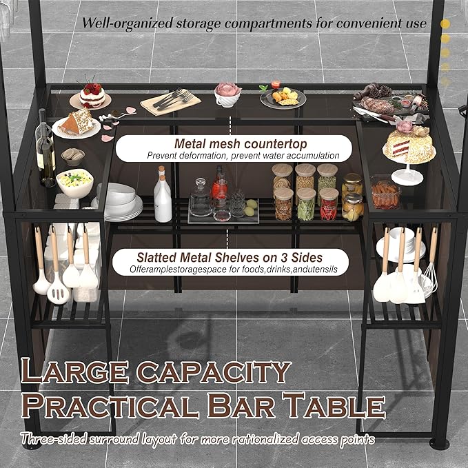 Grepatio 3 Piece Patio Bar and Grill Set, Grill Gazebo - Image 2