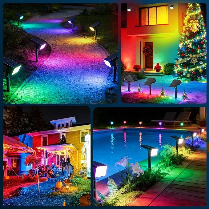 LANSOW Solar Spot Lights Outdoor Color Changing, LED Solar Powered Flood Lights - Image 3