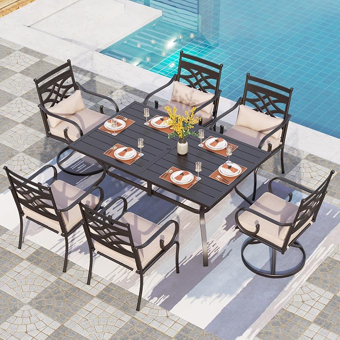 PHI VILLA 7 Pcs Patio Dining Sets, Outdoor Table Chair Set by PHIVILLAThepioneerofcomfortablehouseholdsupplies