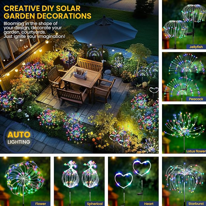 GIGALUMI Garden Decor Outdoor Lights 120LED 8Pack, Solar Garden Lights - Image 7