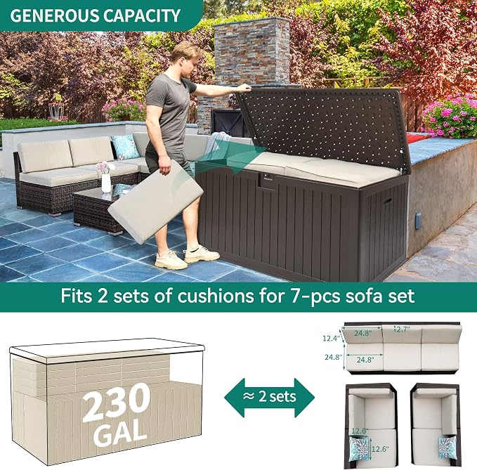 YITAHOME 230 Gallon Double-Wall Deck Box - Image 6
