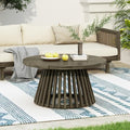 LUMISOL Patio Outdoor Acacia Wood Round Coffee Table, Circle Center Table by LUMISOL