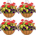8 inch Metal Hanging Baskets For Plants Outdoor 4 Pack Round Metal Wire Hanging by JFFLYIT