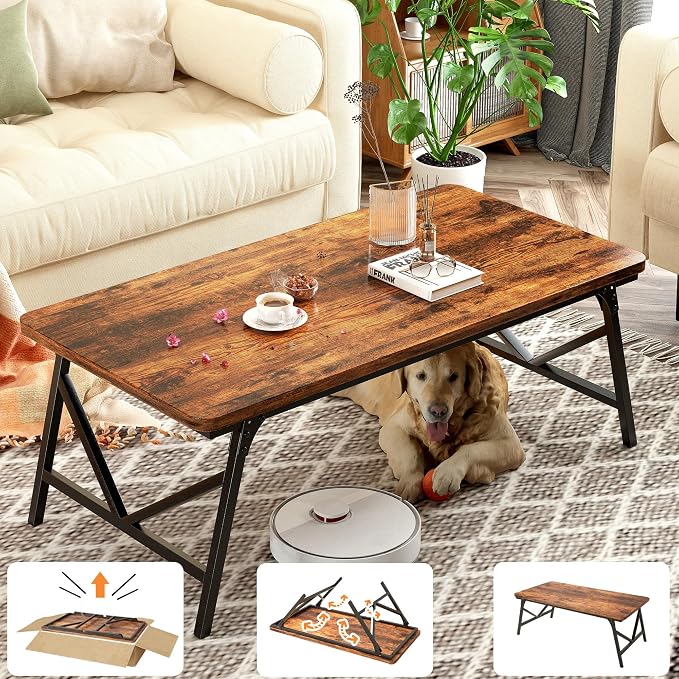 Folding Coffee Table, No Assembly Low Coffee Table, Floor Table Desk by Unknown