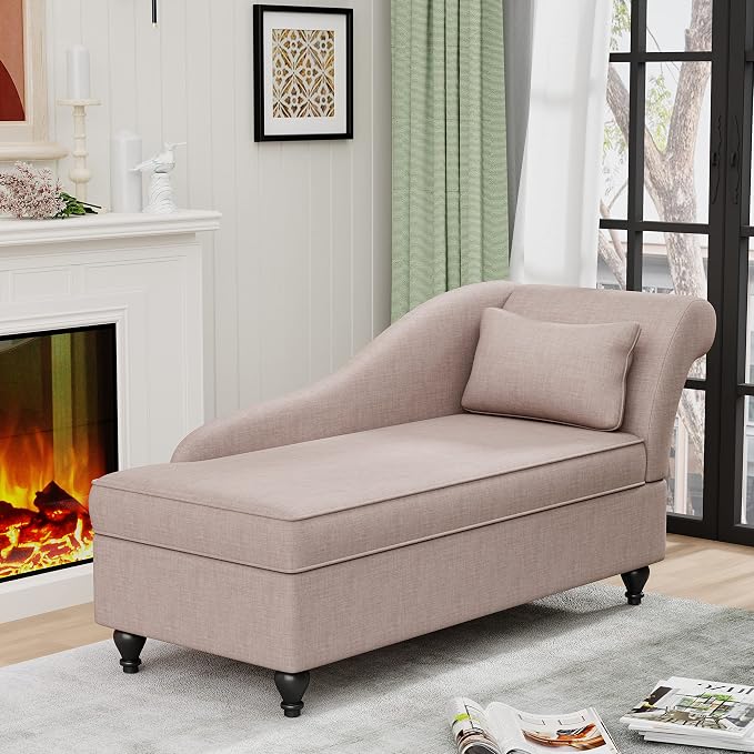 Yongqiang Indoor Storage Chaise Lounge Upholstered Fabric Lounge Chair Living - Image 6