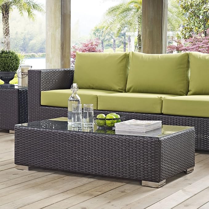 Modway Convene Wicker Rattan Outdoor Patio Coffee Table in Espresso - Image 2