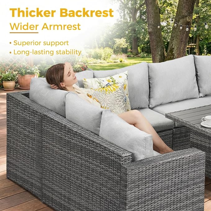 Wisteria Lane 7 Piece Patio Furniture Set, Wicker Patio Sectional - Image 5