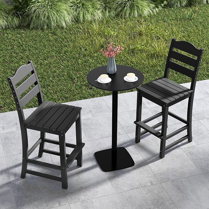 Giantex Outdoor HDPE Bar Stool, Patio Tall Bar Chair - Image 4