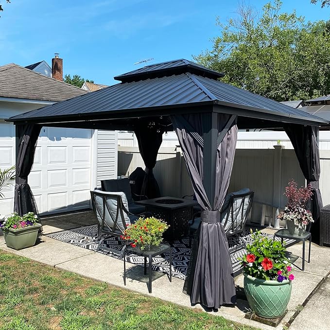 PURPLE LEAF 12' X 14' Hardtop Gazebo Patio Hardtop Gazebo by PURPLELEAF
