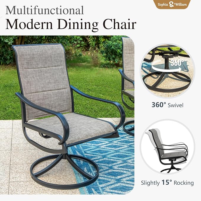 Sophia & William Patio Dining Set, 1 Square Wood Like Umbrella Table 37" - Image 4
