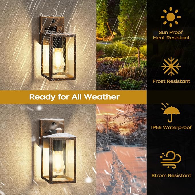 WIHTU Gold Dusk to Dawn Porch Lights Fixtures, Outdoor Lights - Image 3