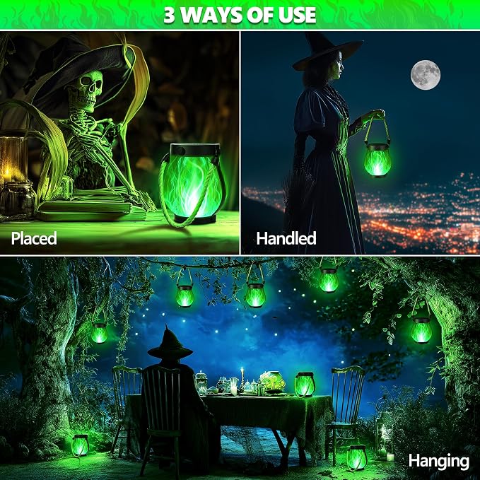 iBaycon 1 Pack Solar Lanterns Lights, Halloween Flickering Flame Garden Lights - Image 6
