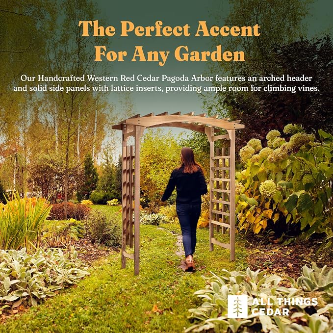 All Things Cedar 6-Foot Pagoda Arbor Garden Arch Trellis - Image 4