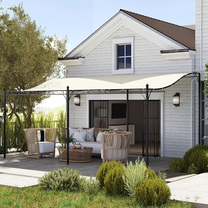 Outsunny 10' x 16' Outdoor Pergola Canopy, Wall-Mounted Metal Patio Canopy - Image 2