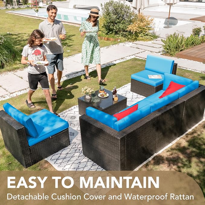 Devoko Patio Furniture Sets 6 Pieces Outdoor Sectional Rattan Sofa Manual - Image 8