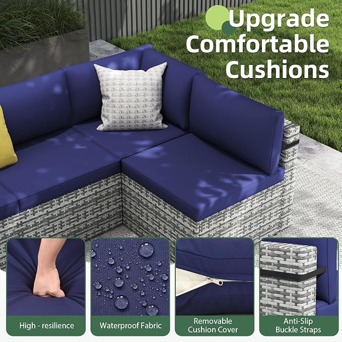 7-Piece Outdoor Sectional Sofa Set, Weather-Resistant Patio Furniture Set - Image 5