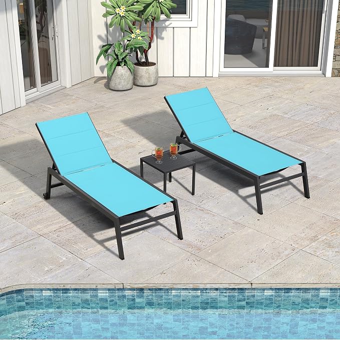 PURPLE LEAF Extra Large Outdoor Chaise Lounge 4 Pieces Aluminum Patio Lounge - Image 3