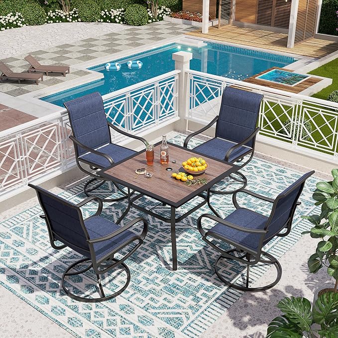 PHI VILLA 5 Piece Outdoor Patio Dining Set - Image 8