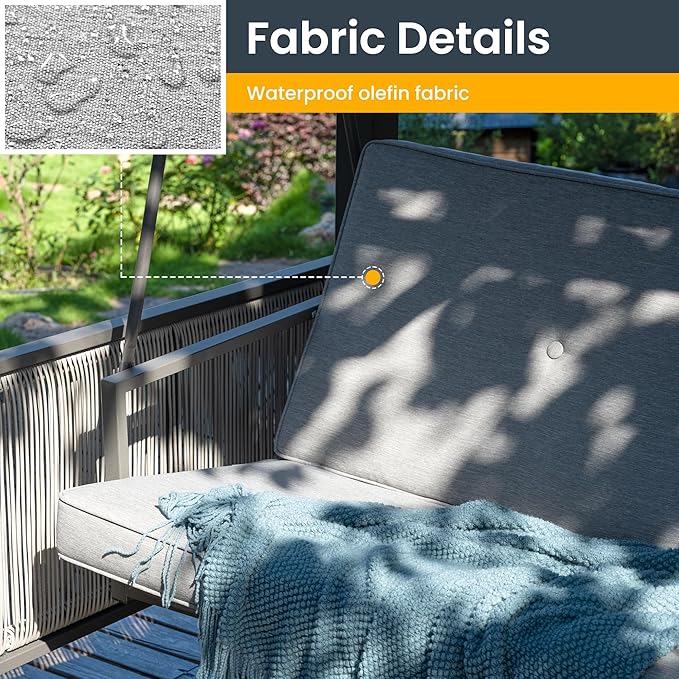 Pamapic 3-Seat Porch Swing Bed - Image 5