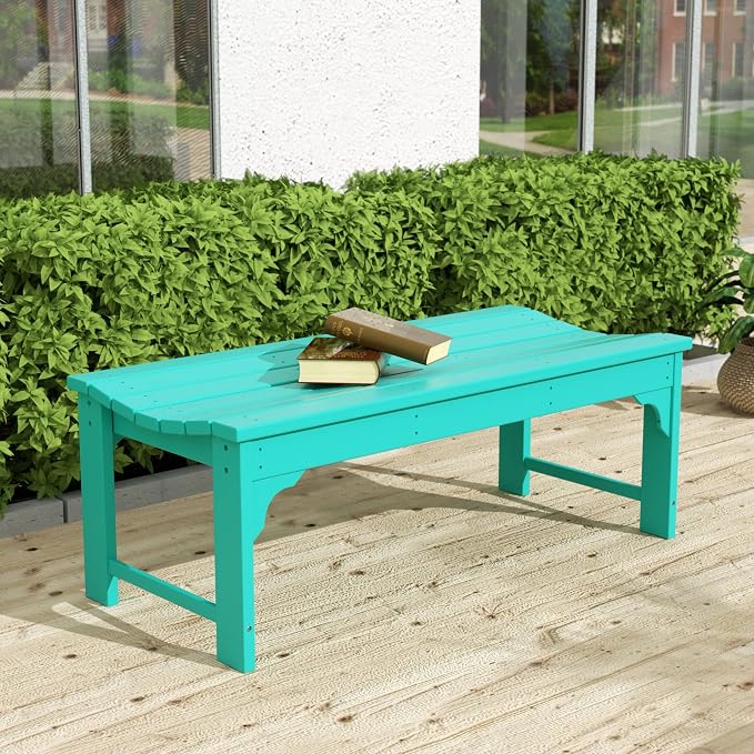 WO Home Furniture 48" Modern Backless Bench, HDPE Plastic - Image 2