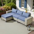 HOOOWOOO Outdoor Sectional Furniture Set, 4 Pieces Wicker Patio Conversation by DesignforBetterLife