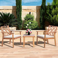 3 Piece Outdoor Patio Furniture Set, Wooden Conversation Patio Set by ColorYourLife