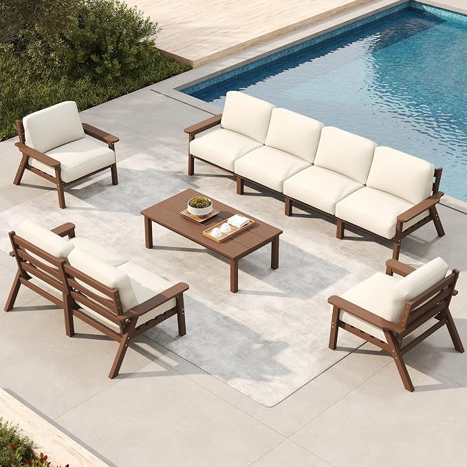 Patio Furniture Set 8 Seats, HDPE Outdoor Sectional by PatioKingdom