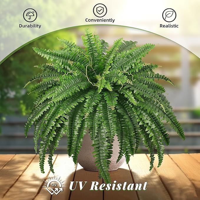 45" Fake Ferns, Realistic Large Artificial Bush Plants, 2 Artificial Boston - Image 5