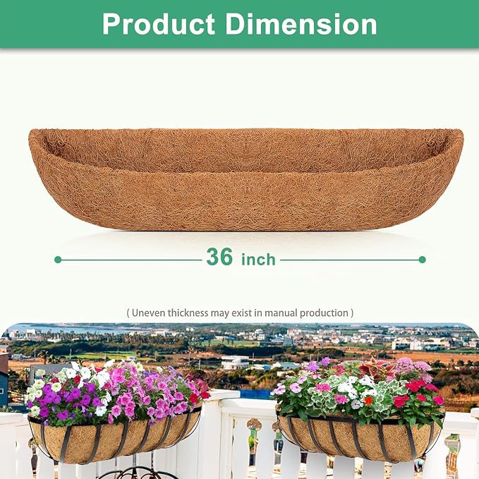 Y&M 36" Coco Liner for Window Box Deck Basket Planter Trough Coconut Fiber - Image 2