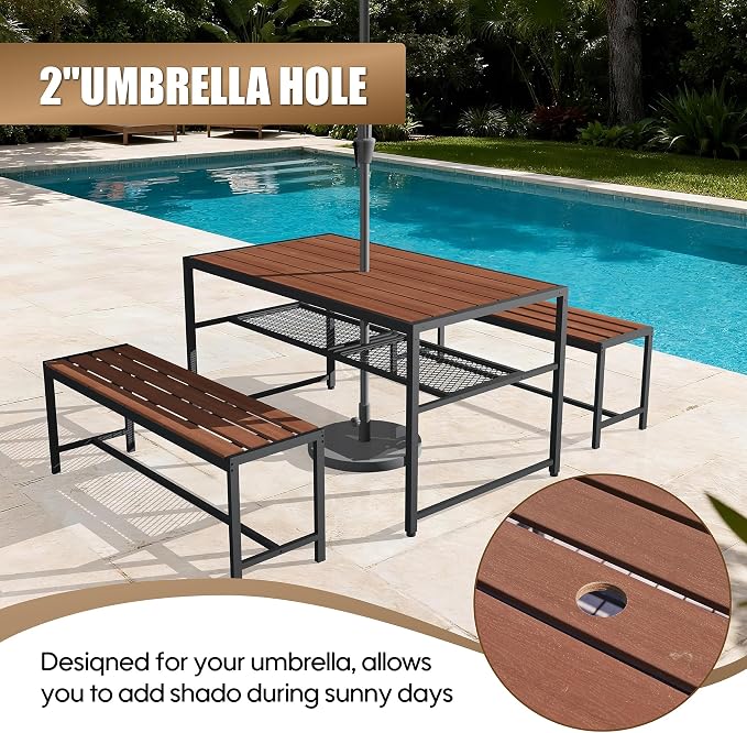 55'' Outdoor Picnic Table and Bench Set - Image 4